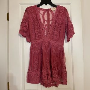 Pink lace romper size Medium